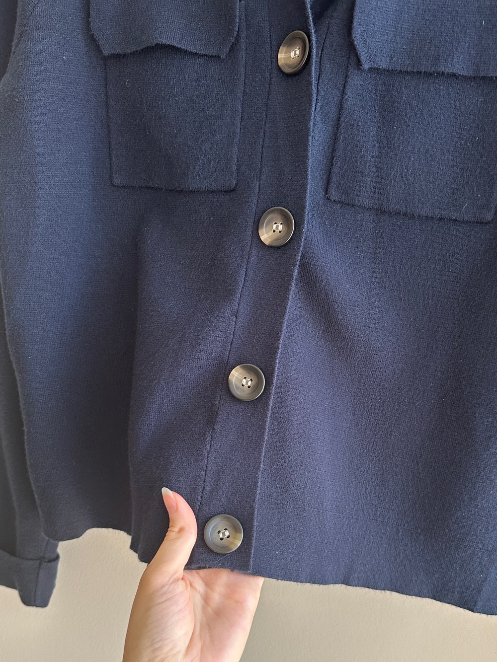 T Tahari Women’s Navy Blue Button Down Cardigan Sweater Jacket, Size Medium - Picture 9 of 16